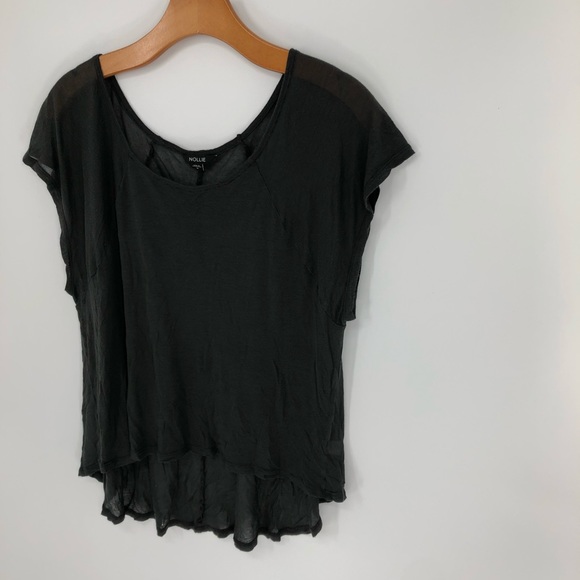 Nollie Charcoal Hi-Lo Lightweight Flowy Sheer Top - Picture 4 of 9